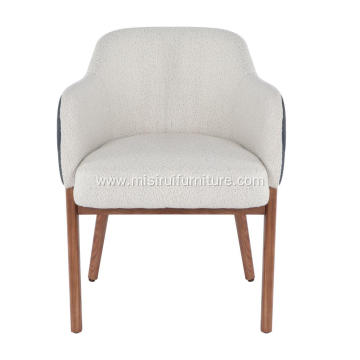 White&blue minimalist wooden armrest Trench dining chair